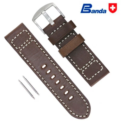 Banda Premium Cowboy Stripe Fine Leather Watch Bands, Sizes 20 - 26mm - NEW! - Image 1 of 2