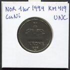 Norway 1 Krone 1994 Olav V Large Crown Km#419 Cuni Unc