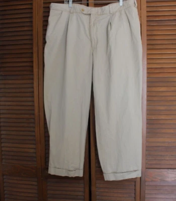 Pantalones BILLS KHAKIS Para Hombre 42 x 27 Rústico Bronceado Plisado M1P Puños 100% Algodón EE. UU. Foto 1 de 4