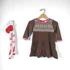Hanna Andersson Dress Girls Size 2T Brown Sweater Tights Snowflake