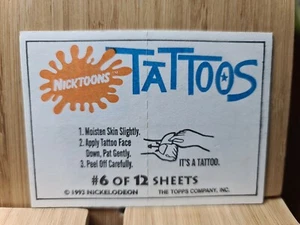NICKTOONS TATTOOS 🏆TOPPS 1993 #6🏆FREE POST - Picture 1 of 1