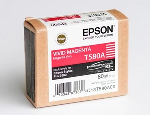 Original Epson T580A Vivid Magenta Stylus Pro 3800 3880 emballage d'origine DATE 2024 - Photo 1/3