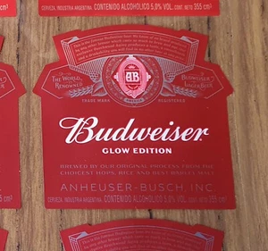BUDWEISER BEER LABEL GLOW IN THE DARK EDITION LTED EDITION ARGENTINA - Picture 1 of 2