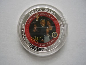MONEDA DE REELECCIÓN VIDA DE BARACK OBAMA 44º Presidente Moneda Coloreada con Certificado de Autenticidad - Imagen 1 de 10