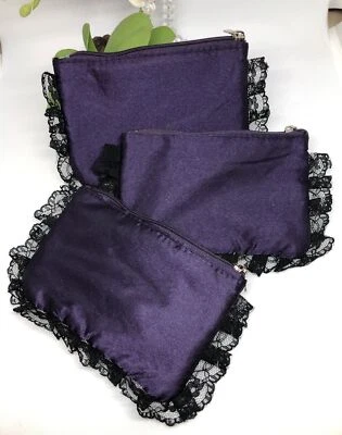 3x Tarte Soporte para Lápiz Labial Maquillaje Bolsa de Viaje Bolsa con Encaje - Ciruela - Nuevo - ¡Bonito! Foto 1 de 4