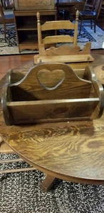 Vintage Handmade Wooden Pine Magazine Rack Dark Wood Stain - Picture 1 of 12