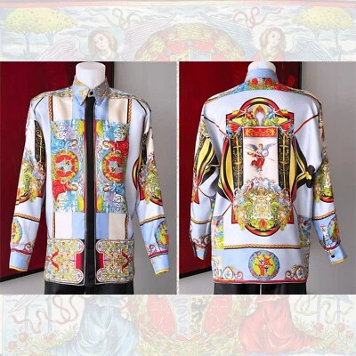 Camisa de seda GIANNI VERSACE Angeli e Cherubini tamanho 46 de P/S 1992 - Imagem 1 de 4