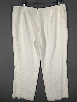 Lauren Ralph Lauren Women's Linen Pants Size 16 White Lined Zip back - Image 1 of 4
