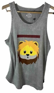 Rawgear Bradley Martyn Lion Graphic Sleeveless Gray Wash Tank Top Size L Gym - Picture 1 of 6
