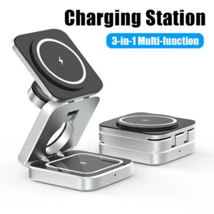 3 in 1 Kabellose Faltbare Ladestation Magnet Ständer für Handy Kopfhörer Uhr - Bild 1 von 12