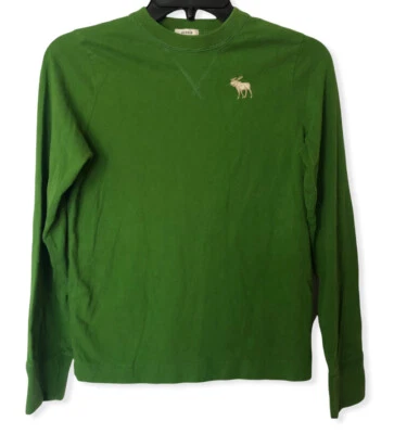 Abercrombie Kids Boy’s T-shirt Muscle Tee Size Medium Green Long Sleeve Cotton - Image 1 of 4