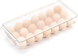 Egg Holder for Fridge Organizers and Storage, Egg Tray for Refrigerator with Lid - Picture 1 of 8