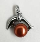 Charming 21mm Tall 8-9mm Chocolate Pearl Unique Whale Pendant AAA 021