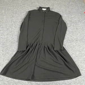 Lacoste Dress Womens 34 Black Long Sleeve Collared Button Up Fit Flare Preppy - Picture 1 of 14