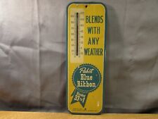 Antique Pabst Blue Ribbon Beer Thermometer Tin/Metal Rare Vintage Sign 