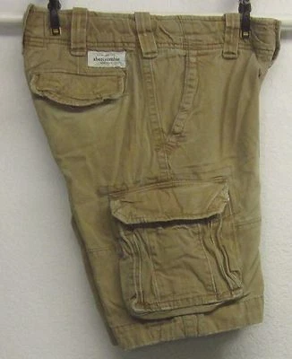ABERCROMBIE VINTAGE NIÑO (12) W29" ALGODÓN RESISTENTE CAQUI CARGO PANTALONES CORTOS CREMALLERA MOSCA Foto 1 de 4
