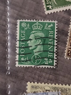 邮资收入外国 1/2D 绿色邮票二手 - #A497 — 第 1/2 张图片