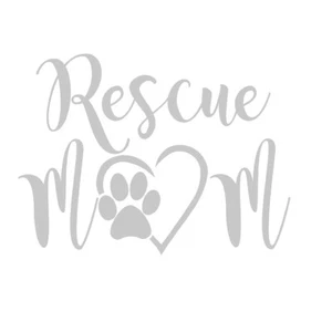 2 Pack - RESCUE MOM V1 Dog Puppy Kitty Cat(6" SILVER) Vinyl Decal Window Sticker - Picture 1 of 2