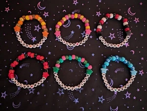 6 Sailor Moon Anime Word Kandi bracelets Cheshire Cat EDM EDC FREE SHIP - Picture 1 of 3