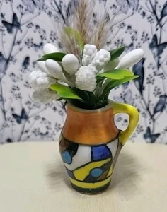 Dolls House 1.12th Imitation Clarice Cliff Jug With Fixed Arrangement - Picture 1 of 6