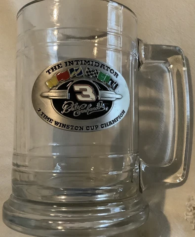 Dale Earnhardt Sr Beer Stein Heavy Glass Mug Stein #3 Nascar Racing Cup 5” Tall Cover