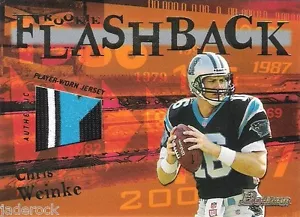 Chris Weinke 2002 Bowman novato flashback juego de 3 colores usado jersey parche reliquia - Imagen 1 de 1
