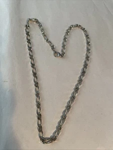 Silberfarbene Figaro Gliederkette 23" Statement Vintage - Bild 1 von 5