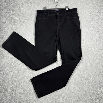 Pantalones de mezclilla NYDJ para mujer talla 14 negros lavado oscuro Marilyn calce recto estiramiento pliegue elástico Foto 1 de 4