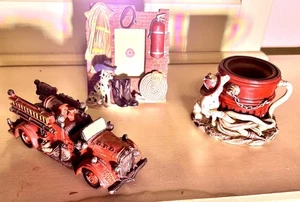 Vintage Arredamento casa tema vigili del fuoco - portacandele, cornice, fine libro - Foto 1 di 18