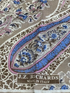 Vtg 80s Italian JZ Richards Men’s Suit Pocket Square Cotton Linen Paisley - Picture 1 of 5