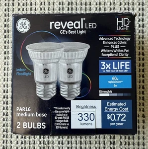 GE Reveal LED HD+ Light 3x Life Indoor FloodLight 60 W 330 Lumens PAR16 1 Pk NEW - Picture 1 of 7