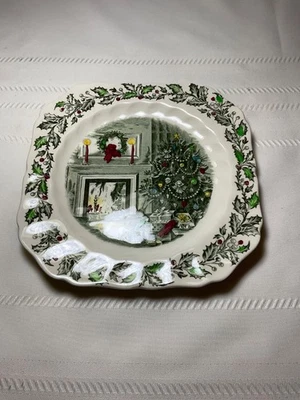 Johnson Bros England MERRY CHRISTMAS 7.5” Dessert Salad Plate -  Hand Engraving - Image 1 of 4