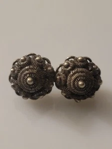 Antique Dutch Filigree Button Pin, 835 Silver, Rare, 1.25 Inch, 19th Century - Picture 1 of 4