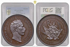 Alemania, Guillermo II, Medalla 1888, Escaneo. & Russia Visit, Top Pop, PCGS SP 64 - Imagen 1 de 8
