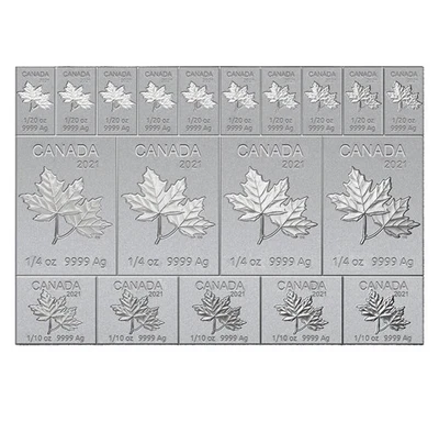 2021 Canada 2 oz .9999 Silver - Royal Canadian Mint Maple Flex Bar  U2861 -STOCK - Image 1 of 4
