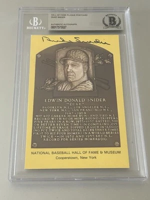 Duke Snider Autographed HOF Postcard BAS Beckett Encapsulated  - Image 1 of 2