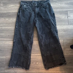 Black Distressed Wide-Leg Jeans - Picture 1 of 11