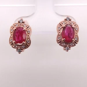 14K ROSE GOLD RUBY EARRING - Picture 1 of 5