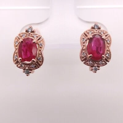 14K ROSE GOLD RUBY EARRING - Image 1 of 4