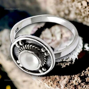 Natural Pearl 925 Solid Silver Woman Gift Cocktail Ring Statement Jewellery - Picture 1 of 8
