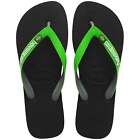 Havaianas Brasil Mix Flip Flops 4123206.8075 Black/Lime Green NEW