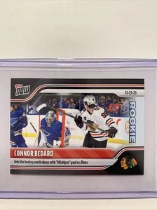 CONNOR BEDARD 🔥 ROOKIE 🔥 2023-24 Topp’s Now Michigan Goal #70 Blackhawks - Picture 1 of 2