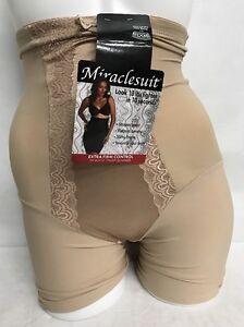 MIRACLESUIT SHAPEWEAR LOVELY IN LACE HI WAISTED BRIEF NUDE #2739 SMALL NEW $45