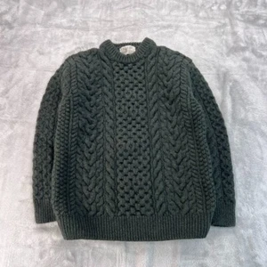Blarney Woolen Mills Sweater Youth L Grey Merino Wool Cable Knit Ireland - Picture 1 of 11
