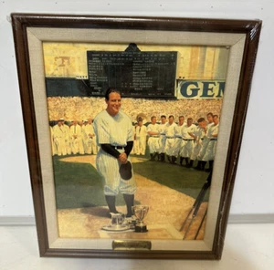 1993 Bradford Museum Press Framed Lou Gehrig The Luckiest man Stretched Canvas - Picture 1 of 4