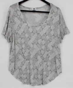 Old Navy Top Women's Size XXL White Multicolor Short Sleeve Boat Neck - Picture 1 of 3