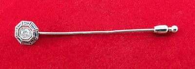 Prendedor vintage de oro blanco de 14 quilates con diamantes y zafiros Foto 1 de 4