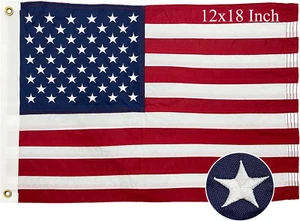 American Flag Boat USA Flags 12X18 Inch Made in USA Small US Flag Embroidered St - Picture 1 of 12