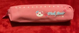 A Rare Vintage Morning Glory Pink Bear Zip Pencil Bag - Picture 1 of 6