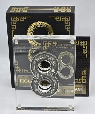 Australia 2018 moneta d'argento 2 once FIGURA OTTO DRAGO - Immagine 1 di 4